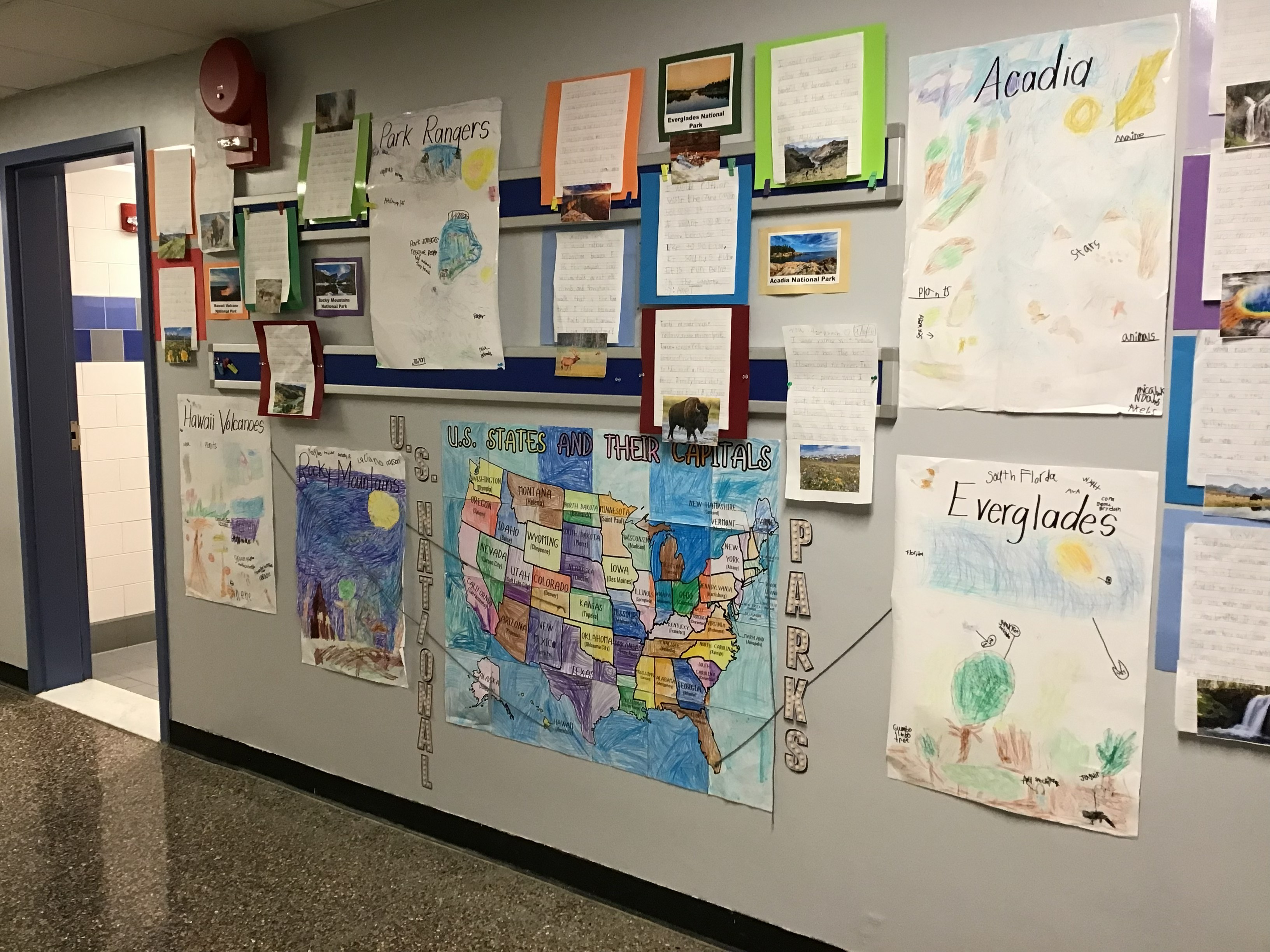 Second graders created murals about the US